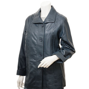 Women's Genuine <b>Leather</b> <b>Jacket</b> With Turn-down Collar Full Sleeve Elegant Autumn Winter Style Single Breasted Button Closure - Product Image 1