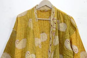 Kantha Vintage algodón abrigo baño abrigo algodón Kantha abrigo mujer chaqueta Kantha Kimono Bata para mujer - Product Image 5