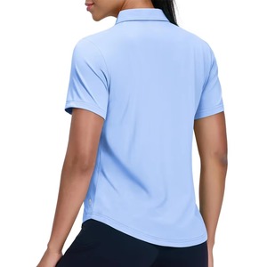 T-shirts à col à manches courtes personnalisés pour femmes, vente en gros de polos vierges pour femmes, fournisseur OEM de hauts de golf respirants pour femmes B2B - Product Image 3