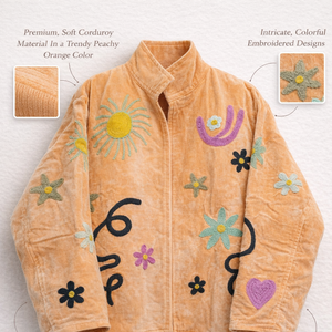 Veste en velours brodée à la main de luxe, style bohème, col montant, cadeau unique pour festival - Product Image 1