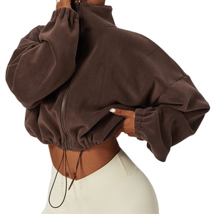 Women's Cotton <b>Cropped</b> Hoodie with Custom Logo <b>Zip</b>-<b>Up</b> Bottom Crop Top for Winter 2025 Front Position Hooded - Product Image 4