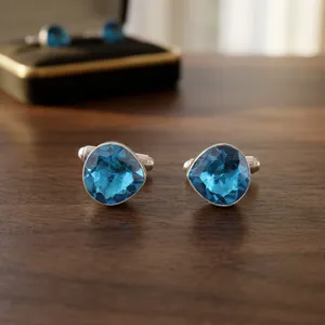 Designer Handcrafted Swiss Topaz Gemstone Cufflinks Set in 925 Sterling Silver Handmade Unisex Jewelry Elegant Formal Wear Gift - Product Image 1