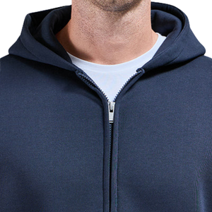 Men's Navy Blue Hooded Tracksuit Set Full Zip Sweatshirt Jogger Pants Polyester Anti-Shrink Lightweight Casual Autumn Wear Solid - Product Image 4