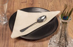 Dinner Cloth Napkin Cotton Linen Blend 12 Pack Natural Premium Quality, Mitred Corner for Every Day Use Pre Shrunk 20x20 inch - Product Image 6