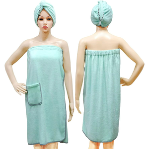 Terry Cloth Body <b>Wrap</b> <b>Towel</b> with Pocket Quick-Dry Mint Green for Women and Men - Product Image 1