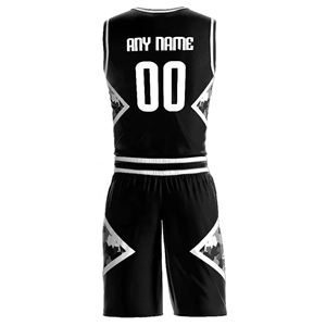 Maillot de basketball personnalisé en gros noir et blanc, sublimation, 160 GSM, maille polyester, unisexe, vêtements de sport pour adultes - Product Image 6