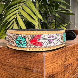 New Made of 100% Genuine Leather Adjustable Dog Collar High Quality Hand Tooled Leather Pet Collar for Small Medium & Large Dogs - Product Image 3