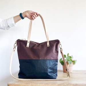 Sac fourre-tout en cuir et toile imperméable à fermeture ouverte avec broderie, idéal pour les voyages, le travail, le shopping, sac à bandoulière grande capacité LCTB-0087 - Product Image 2