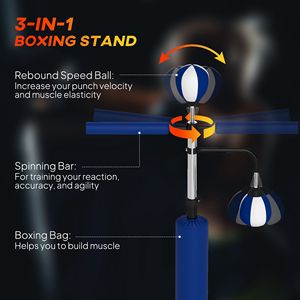 Sacco da Boxe Blu da 4.6FT/6.7FT con Supporto per Allenamento di Velocità, Palla Reflex in PU, Attrezzatura Professionale per l'Allenamento - Product Image 4
