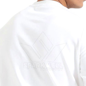 <b>Men's</b> <b>White</b> Raglan Sleeve Pullover <b>Sweatshirt</b> Crew Neck Regular Fit Solid Color Casual Knitted Cotton Autumn Wear - Product Image 6