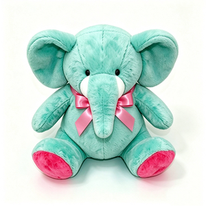 Peluche éléphant vert menthe personnalisée avec ruban rose, adorable peluche éléphant assis pour enfants, éléphant pour baby shower - Product Image 6