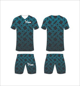 Conjunto de Uniforme de Fútbol Sublimado Personalizado, Patrón Geométrico Oscuro, Transpirable, de Secado Rápido, Camiseta de Fútbol para Equipo, Pantalones Cortos, para Hombres, Niños y Jóvenes - Product Image 1