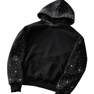 เสื้อฮู้ดผู้ชายทรงโอเวอร์ไซส์พิมพ์ลายกราฟิกพลอยเทียมแนวสตรีทวินเทจแนวสตรีท - Product Image 1