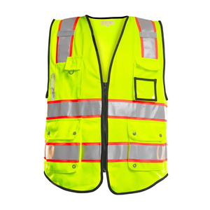 Veste de sécurité réfléchissante en polyester respirant, imperméable et coupe-vent, sur mesure, pour travaux de construction en extérieur, haute visibilité - Product Image 1