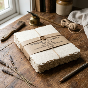 Papel de algodón hecho a mano de 150 GSM A1 con borde desflecado, papel artesanal, venta al por mayor, fabricante OEM, proveedor, papel para acuarela - Product Image 1