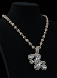 Collar con colgante de letra de moissanita de lujo para hombre, diseño 3D personalizado, plata 925 chapada en oro, engaste de garra, dijes para fiesta - Product Image 2