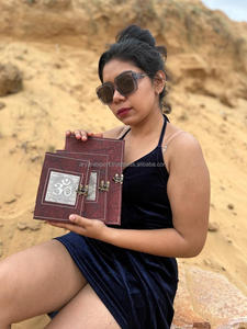 New Real Hand Tooled Leather Clasp Lock Journals With Antique Silver Middle Boho Traditional Vintage Leather Lock <b>Travel</b> Journal - Product Image 2