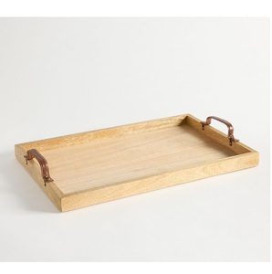 High Quality Solid Wood Eco Friendly Wedding Serving Tray Cutout Handles Rectangular Brown Luxury Classic Modern Multifunction - Product Image 3