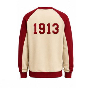 Sudadera Delta Sigma Theta DSL con Letras Bordadas, Cuello Redondo, Color Crema y Rojo, Manga Raglán, Unisex, Informal, Tejida, 100% Algodón - Product Image 3