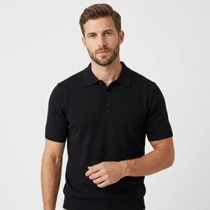 Polo de Manga Corta para Hombre, Color Sólido, Tejido, Estilo Casual, Largo Regular - Product Image 3