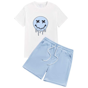 Ensembles de T-shirts pour hommes de haute qualité, manches courtes, sport d'été, coupe ajustée, ensembles jumeaux, tissu éponge, séchage rapide, 100% coton, logo personnalisé - Product Image 1