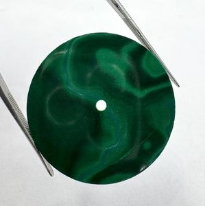 A K <b>Gems</b> Natural Malachite Watch Dial GMC-1016W31.50 mm Round One Sided Polished Watch <b>Face</b> - Product Image 3