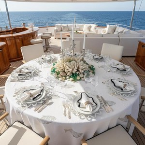 Luxury High End Handmade beaded Placemat 'The Ocean' in <b>White</b> - Product Image 2