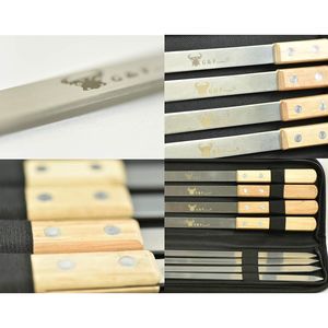 Set di 8 Spiedini Piatti in Acciaio Inox Resistente con Manici in Legno 23'' X 5/8'' Camouflage, Set di Utensili per Barbecue - Product Image 2