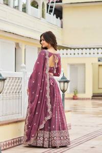 PASTEL PINK Embroidered <b>Lehenga</b> Choli Set With Dupatta Traditional Indian Wedding Wear For <b>Women</b> Floor-Length Loose Fit - Product Image 2