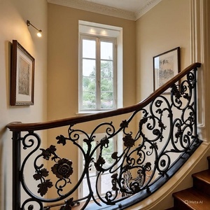 European-style Iron Stair Railing <b>Flooring</b> Mounted Decorative Handrail Rust Resistant 3-Year Warranty KHP Brand for Hotels - Product Image 4