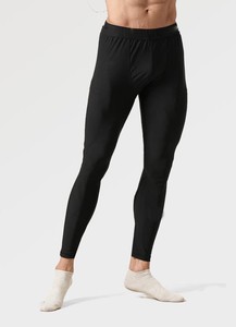 <b>Men's</b> Black <b>Compression</b> Leggings Elastic Waist 85% Polyester Workout Pants Full Length Athletic <b>Tights</b> 180g Solid - Product Image 4