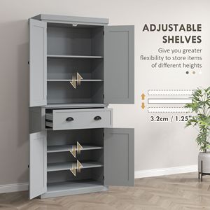 Armadio Dispensa Indipendente Grigio da 184 cm con Ante e Ripiani, Mobile da Cucina per Conservazione Alimenti - Product Image 5
