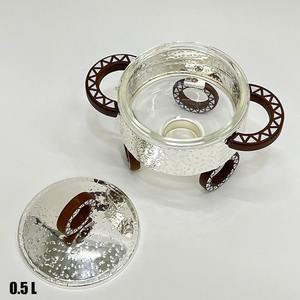 Mini-plat chauffant rond compact avec insert en verre et base décorative en bois pour service individuel en buffet - Product Image 6