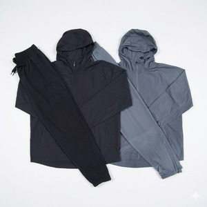 Wholesale Custom <b>Men's</b> Casual Color Block Patchwork Winter Windbreaker Polyester Cotton Tracksuit Track Zip <b>Jacket</b> Shorts Set - Product Image 1