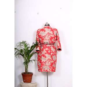 Robe kimono pour femmes en coton 100% pur à imprimé floral de luxe avec manches trois quarts, tissu doux et respirant pour l'hiver - Product Image 6