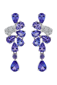 Pendientes de Diamante y Tanzanita en Plata de Ley 92.5 KLST-30569 - Product Image 2