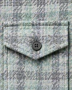 Camisa casual a cuadros verde menta y gris personalizada para hombre, corte ajustado, manga larga, con botones, de algodón, elegante, de calidad premium. - Product Image 4