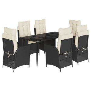 Set da Pranzo da Giardino in Rattan PE Nero per 6 Persone con Braccioli Regolabili, Arredamento da Esterno in Stile Contemporaneo - Product Image 2