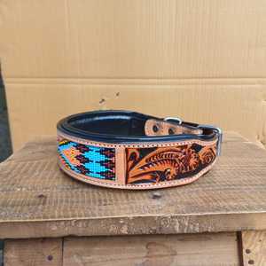 100% American Cow <b>Leather</b> Dog Collar Premium Quality Woven Work Top Solid Pattern Padded <b>Rivet</b> Customized Color Customized Brand - Product Image 4