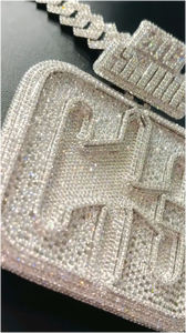 Custom VVS Moissanite Name <b>Chain</b> Pendant Hip Hop Style Iced Baguette Diamond 3D Letter <b>Initial</b> Sterling Silver 18K Gold Pendant - Product Image 2