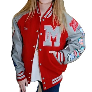 Vestes pour femmes en laine et cuir avec logos brodés, design de logos en chenille, veste de baseball personnalisée, veste universitaire de haute qualité - Product Image 1