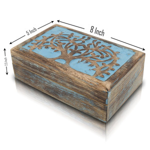 Caja de árbol de la vida tallada a mano de madera de mango de la mejor calidad Fabricante Mayorista para almacenamiento de cenizas de mascotas y regalos a precio barato - Product Image 5