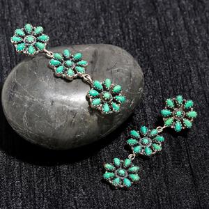 925 Sterling <b>Silver</b> Blue Mohave Turquoise Gemstone Drop <b>Earrings</b> for Women Natural Turquoise Stone <b>Silver</b> Boho <b>Dangle</b> <b>Earrings</b> - Product Image 3