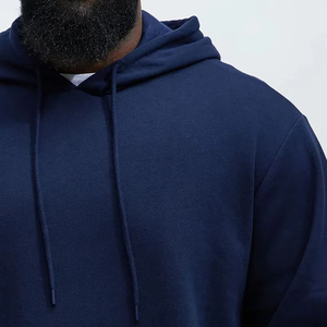 Sweat-shirt à capuche surdimensionné bleu marine de qualité supérieure pour hommes, en coton mélangé doux, avec logo personnalisé, streetwear, essentiel pour l'hiver - Product Image 6