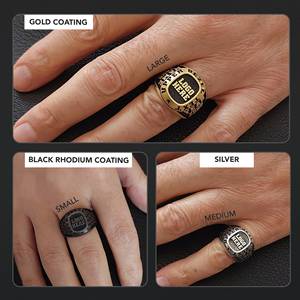 Anillo Personalizado BOJ 022 con Nombre Grabado y Logotipos Personalizados, Hecho a Mano en Plata 925 Chapada en Oro, Diseño Exclusivo, Precio Bajo, Gran Venta - Product Image 4