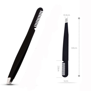 หวีคิ้วพร้อมแหนบ 2 in 1 สีดำด้าน พรีเมียม สำหรับตกแต่งขนบนใบหน้า แหนบสำหรับผู้ชาย อุปกรณ์ตัดแต่งขนสำหรับช่างตัดผม ขายส่ง - Product Image 6