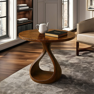 Proveedor de Vietnam-Mesa de centro Mesa auxiliar redonda rústica para sala de estar Mesa de centro de madera maciza Decoración de madera natural hecha a mano - Product Image 1