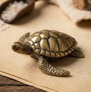 Pièce décorative élégante en métal en forme de tortue, faite à la main, pour la décoration de table à manger et l'ameublement contemporain du salon - Product Image 3