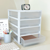 Meuble de rangement de bureau empilable à 4 niveaux en plastique transparent A4, moderne et compact, fabriqué en Corée, prêt à l'emploi pour la maison et le bureau