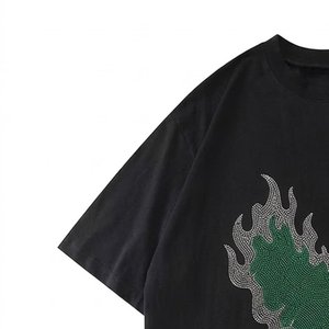 เสื้อยืดโอเวอร์ไซส์ชายแบบสั่งทำพร้อมโลโก้ประดับเพชรเทียม ขายส่ง OEM คุณภาพพรีเมียม ผ้าฝ้ายหนานุ่ม ระบายอากาศได้ดี - Product Image 5